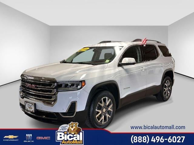 2023 GMC Acadia SLE in Summit White — front three-quarter view