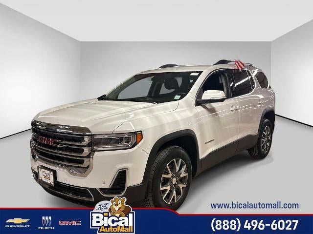 2023 GMC Acadia SLE in Summit White — front three-quarter view