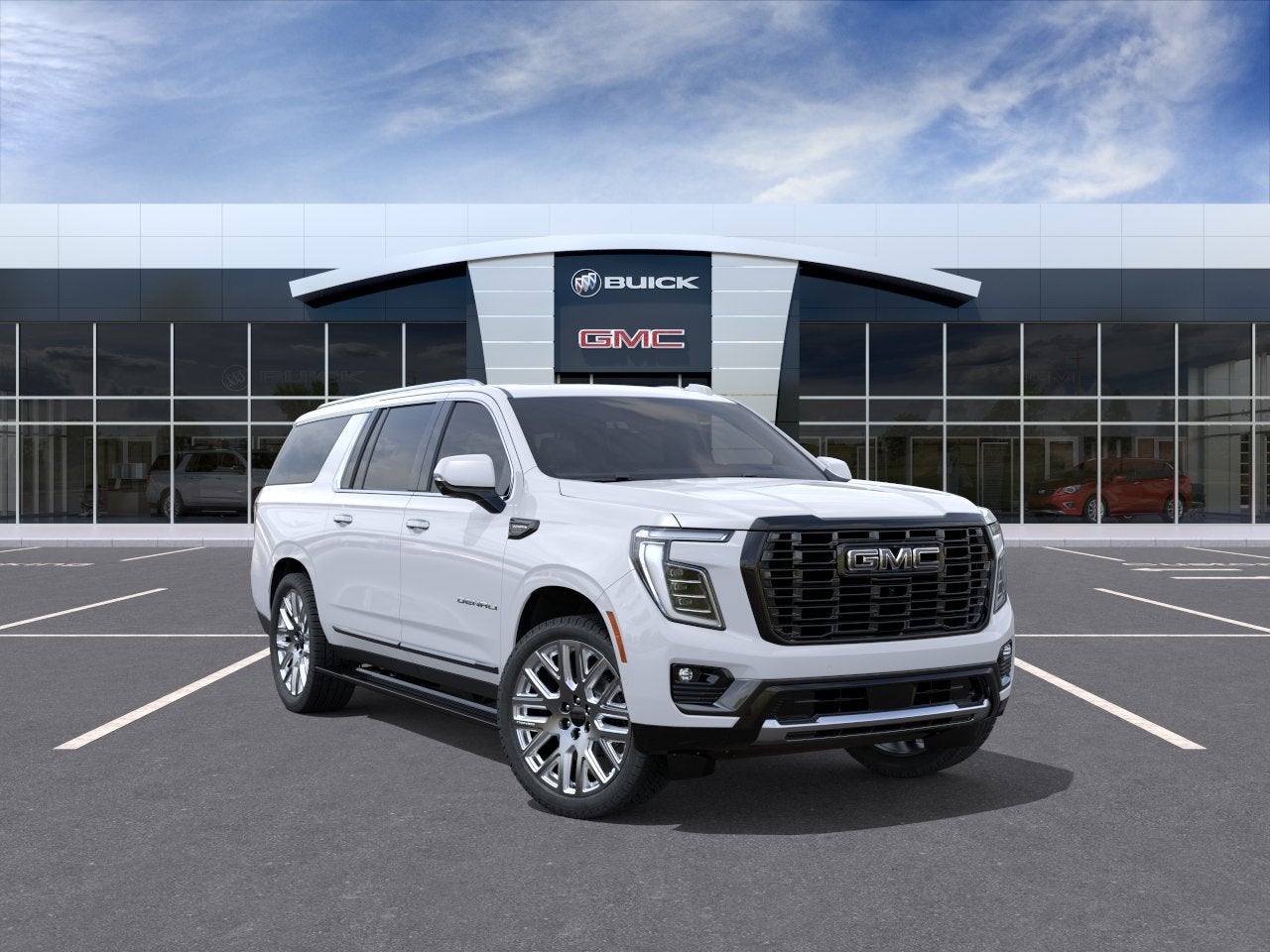 2026 GMC Yukon XL Denali Ultimate in Glacier White Tricoat — front three-quarter view
