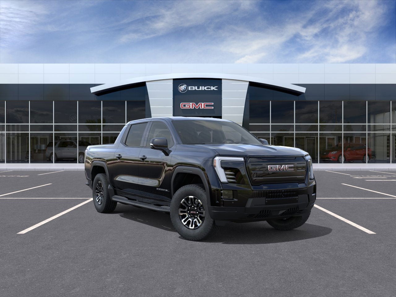 2026 GMC Sierra EV Elevation Extended Range in Onyx Black — front three-quarter view
