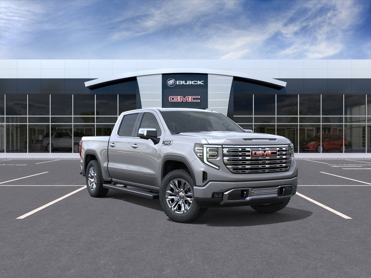2026 GMC Sierra 1500 Denali in Sterling Metallic — front three-quarter view