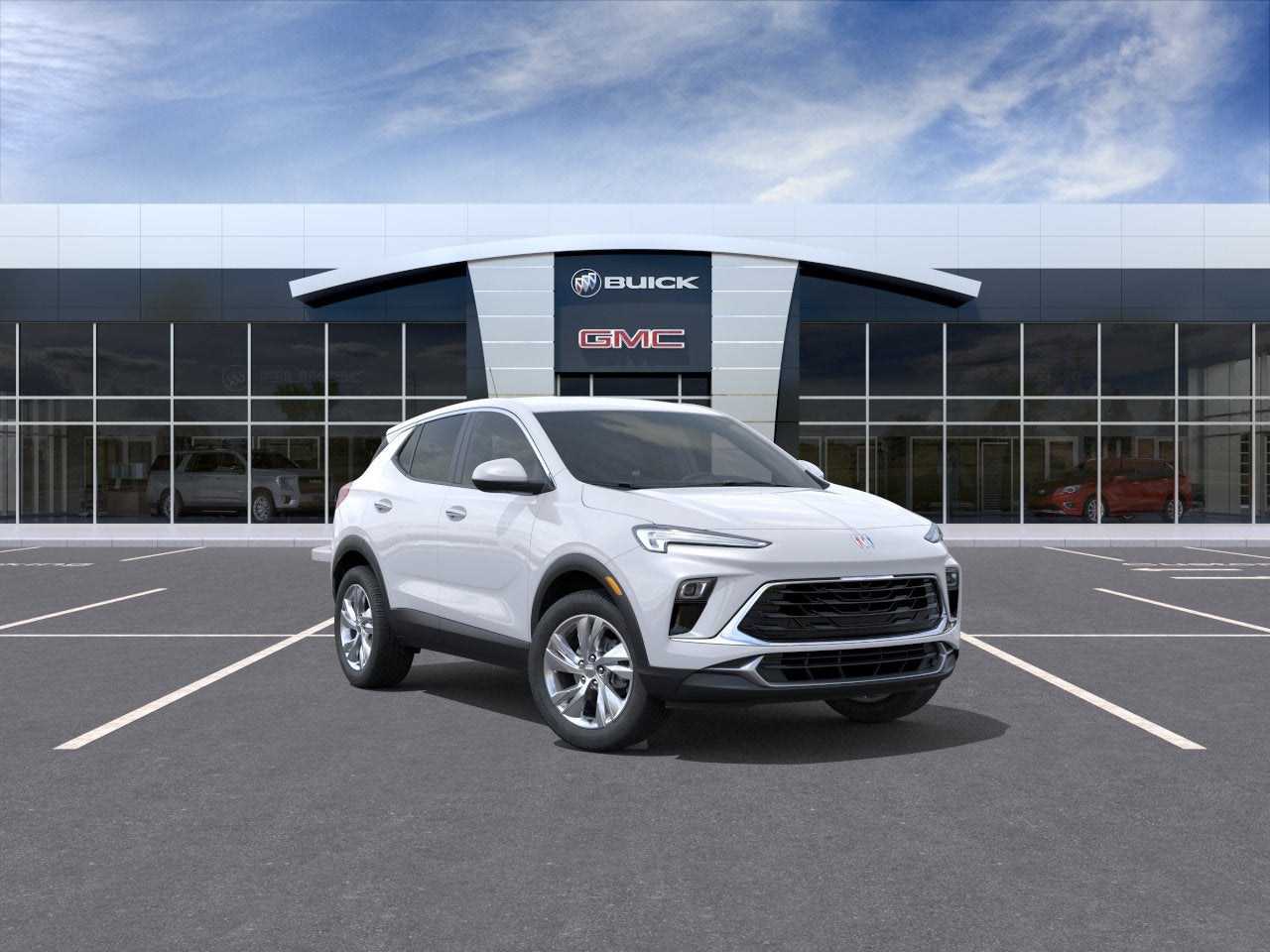 2026 Buick Encore GX Preferred in Summit White — front three-quarter view