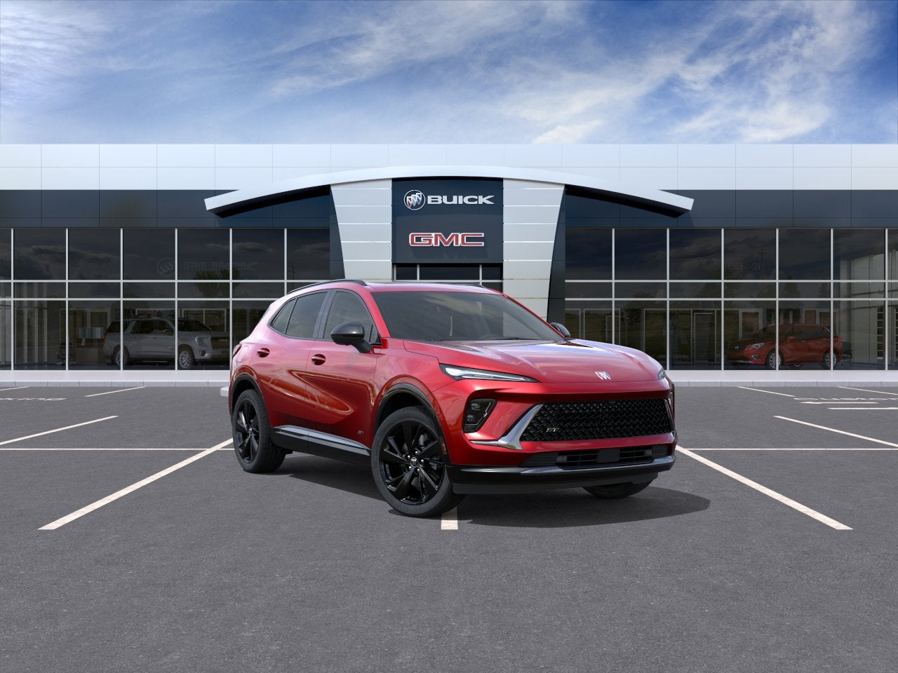 2026 Buick Envision Sport Touring in Brilliant Red — front three-quarter view